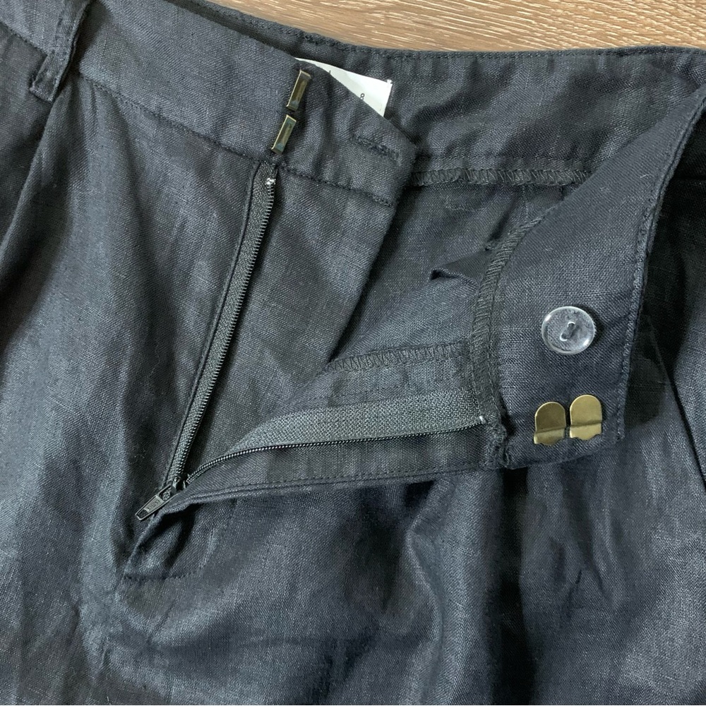 Dissh Womens black 100% linen high waist long shorts - Picture 3 of 9